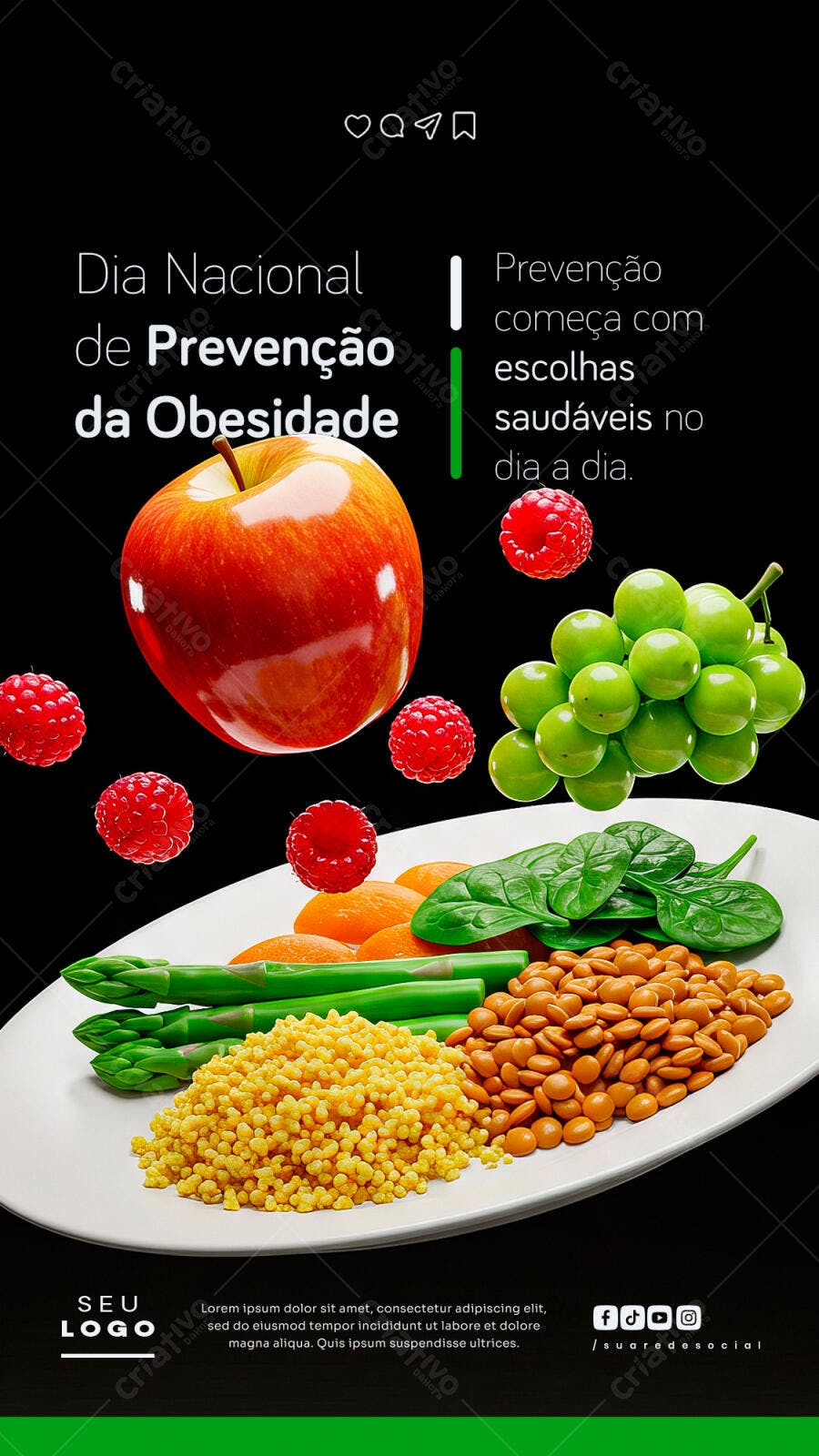 Flyer Dia Nacional de Prevenção da Obesidade PSD Editável