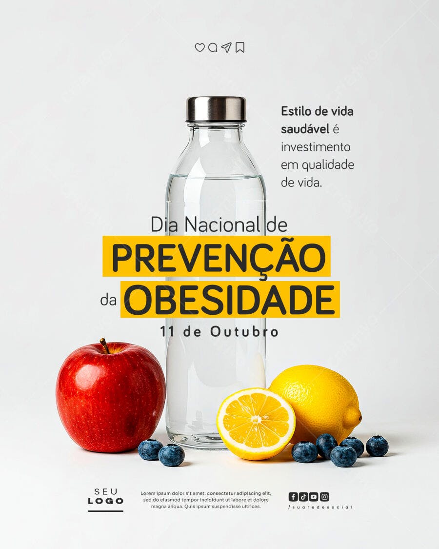 Flyer Dia Nacional Prevenção Obesidade PSD Editável