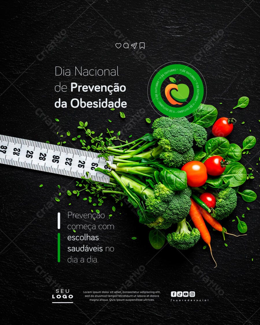 Flyer Dia Nacional Prevenção Obesidade Saúde PSD Editável