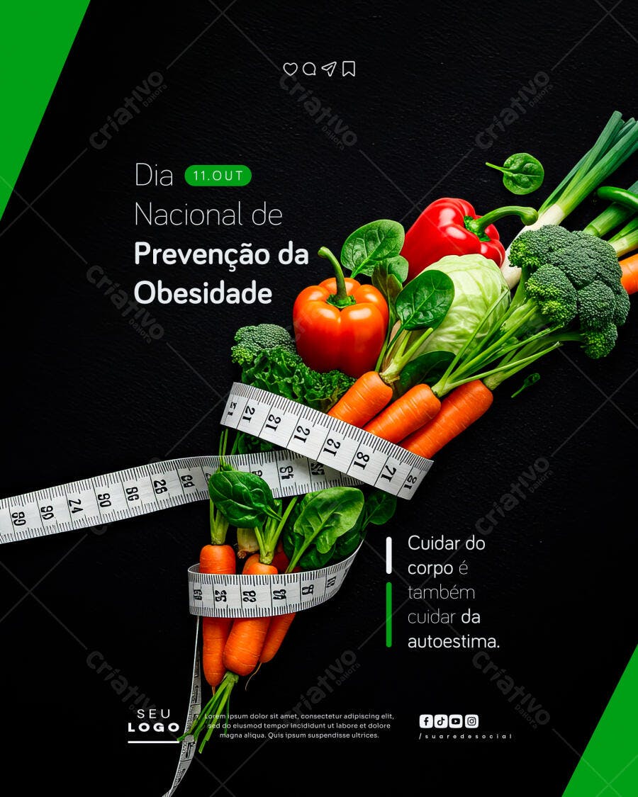 Flyer Dia Nacional de Prevenção da Obesidade PSD Editável