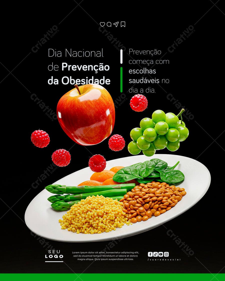 Flyer para Dia Nacional de Prevenção da Obesidade PSD Editável