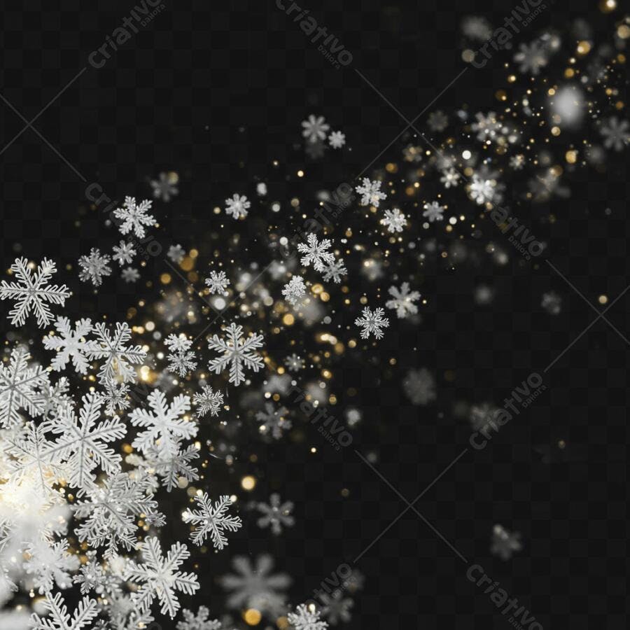 Textura Flocos de Neve Brilho Dourado para Composição de Inverno e Natal