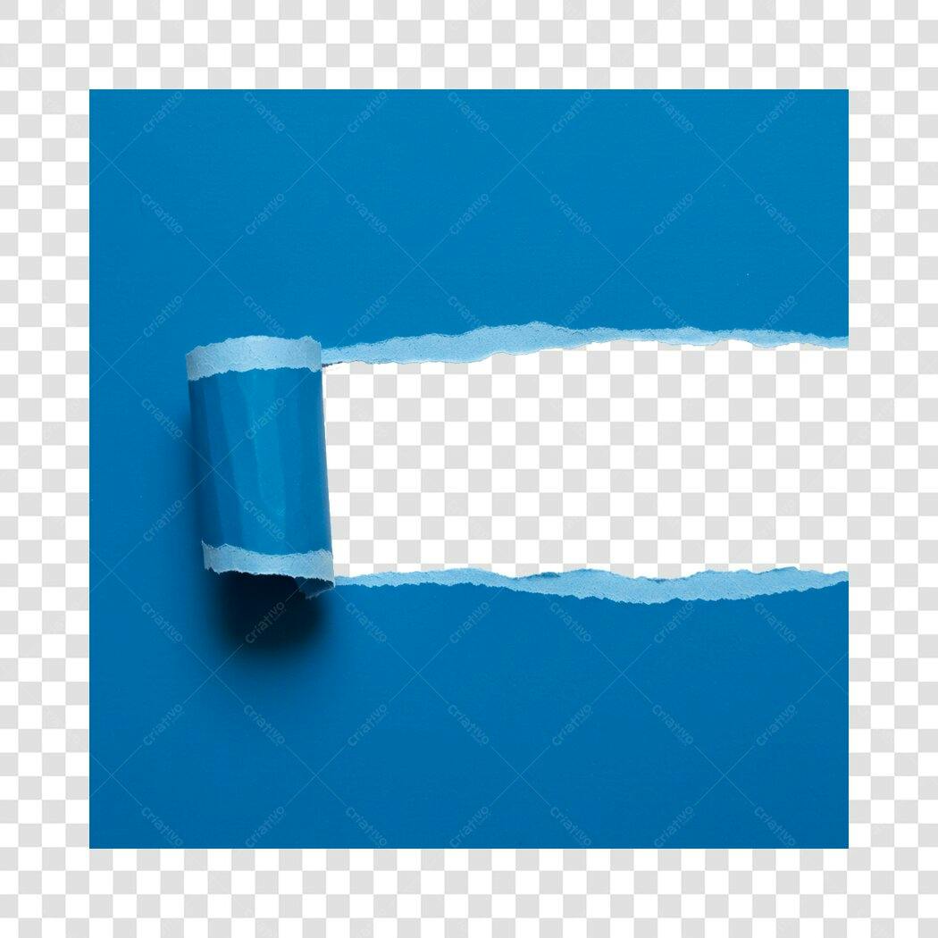 Moldura de Papel Rasgado Azul para Banner PNG com fundo transparente