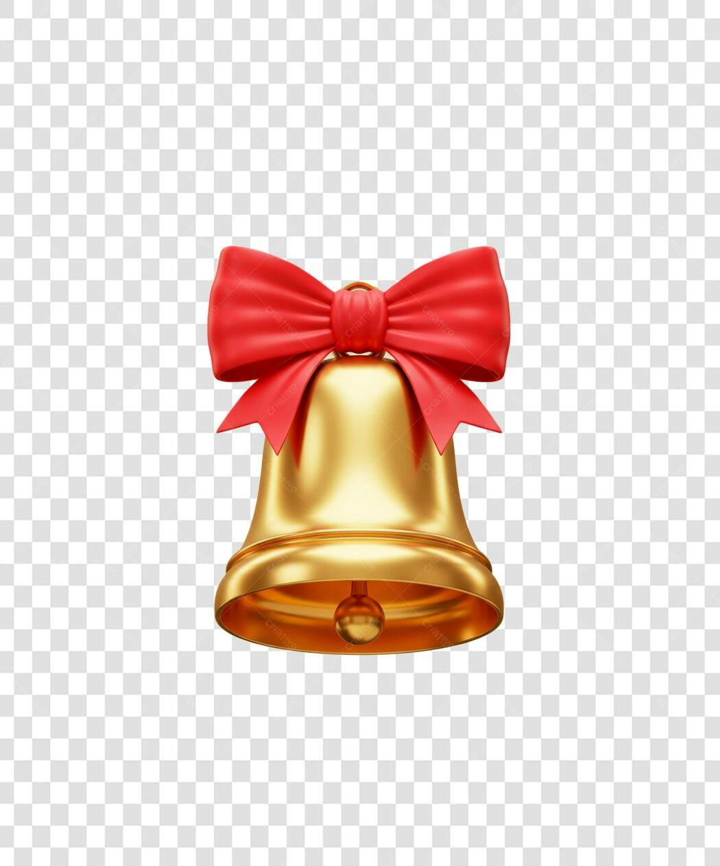 Ícone Sino Dourado e Laço Vermelho Natal PNG com fundo transparente
