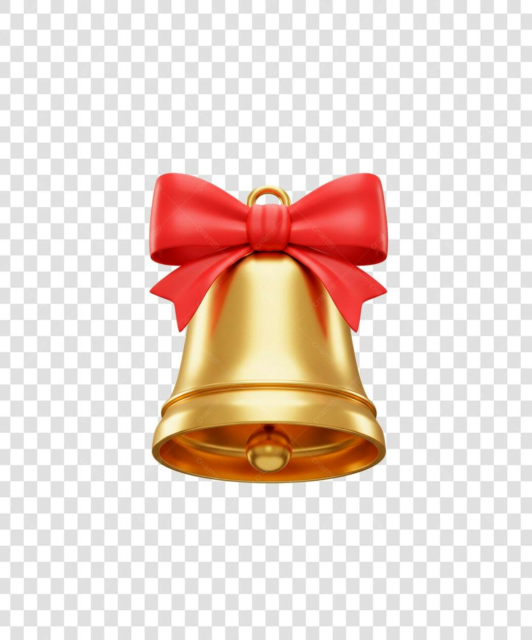Ícone de sino dourado com laço vermelho para Natal e Ano Novo PNG com fundo transparente