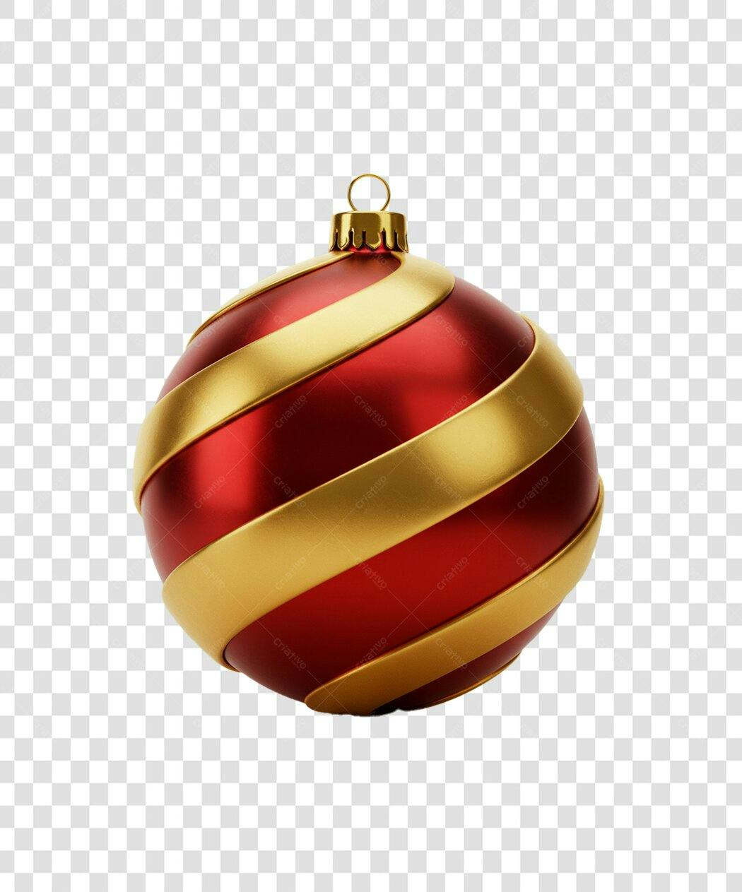 Bola de Natal vermelha e dourada para festas fim de ano PNG com fundo transparente