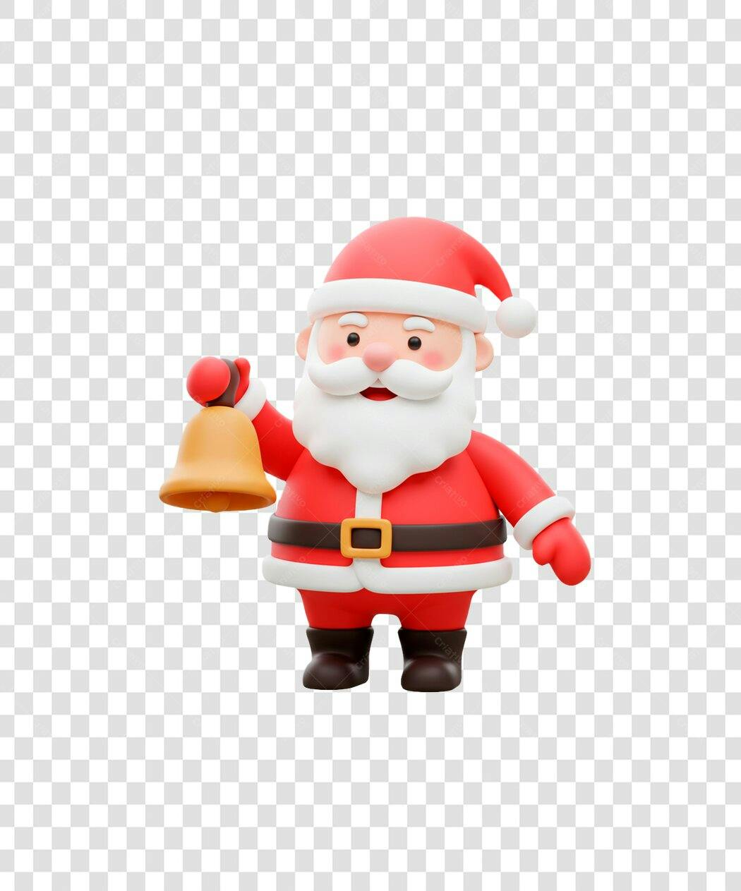Ícone Papai Noel 3D com Sino Natal Vermelho PNG com fundo transparente