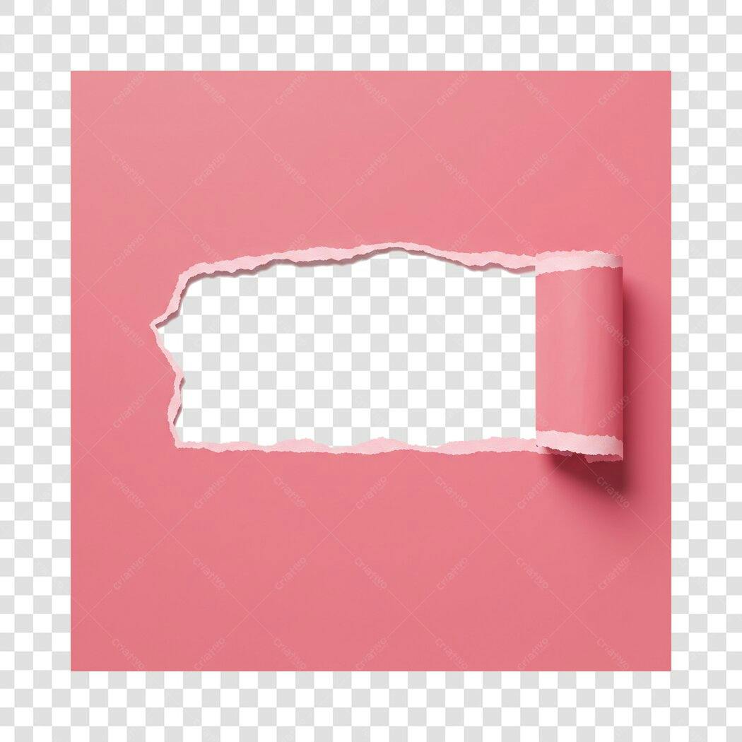 Elemento Gráfico Papel Rasgado Rosa para Promoção PNG com fundo transparente