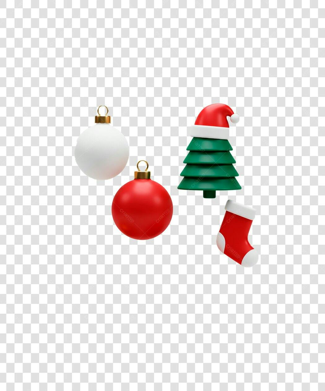 Elementos de Natal 3D para Social Media e Banners PNG com fundo transparente