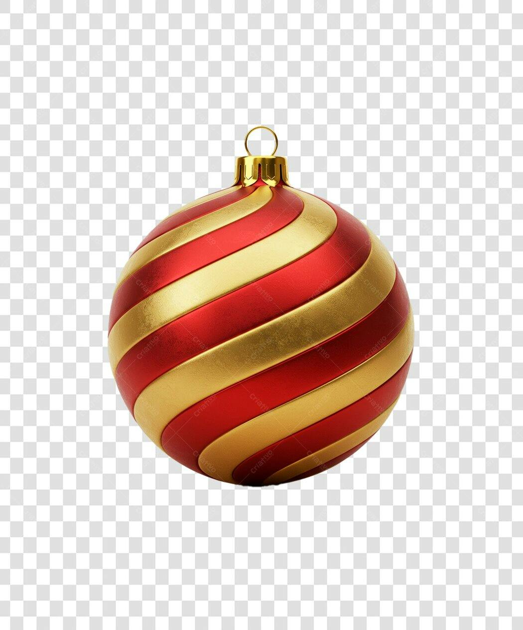 Ícone Bola de Natal Vermelha Dourada para Festas PNG com fundo transparente