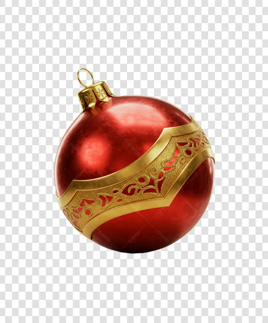 Enfeite de Natal Vermelho e Dourado PNG com fundo transparente