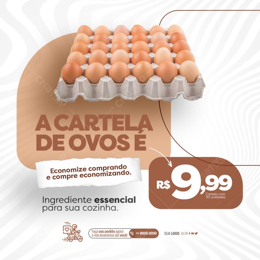Flyer para Promoção de Ovos Cartela 30 Unidades PSD Editável