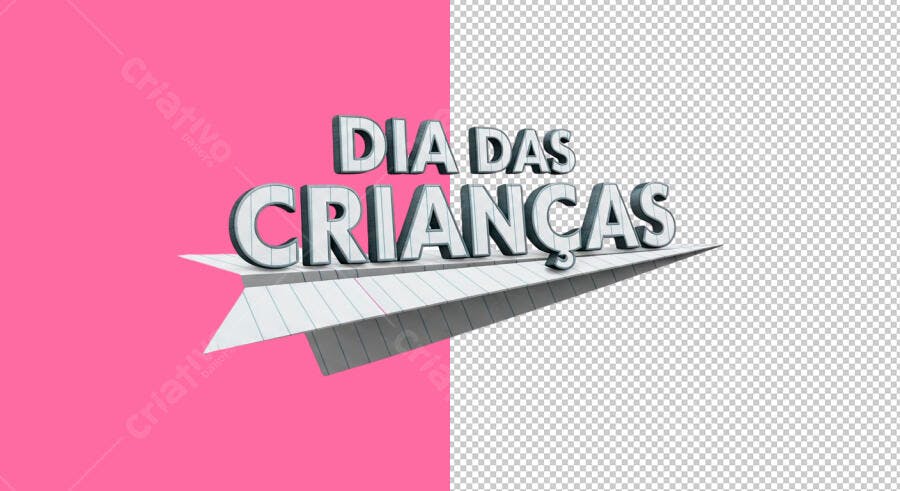 Flyer Dia das Crianças com Texto 3D e Avião de Papel PSD Editável