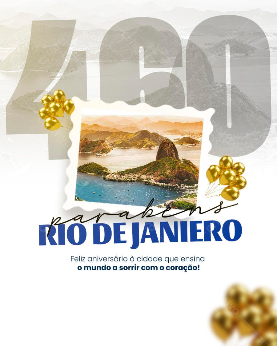 Flyer Aniversário Rio de Janeiro 450 Anos PSD Editável