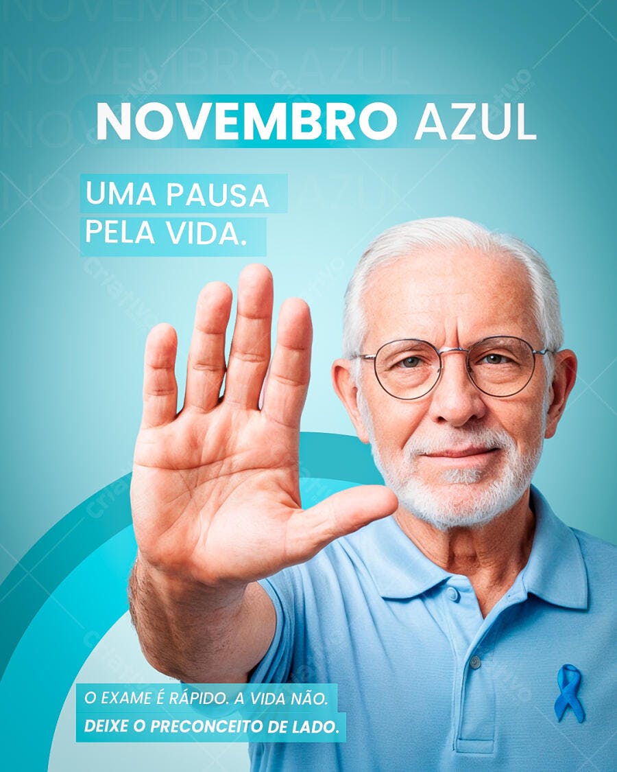 Flyer Novembro Azul Conscientização Câncer de Próstata PSD Editável
