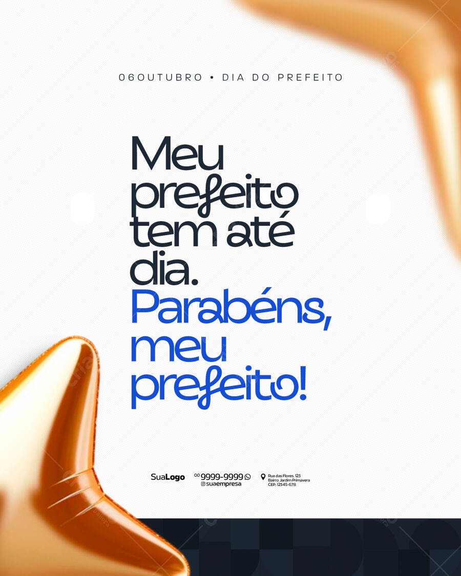 Post para Dia do Prefeito 06 Outubro PSD Editável
