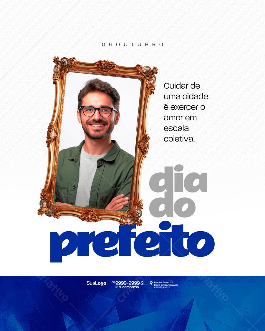 Flyer Dia do Prefeito Homenagem 06 Outubro PSD Editável