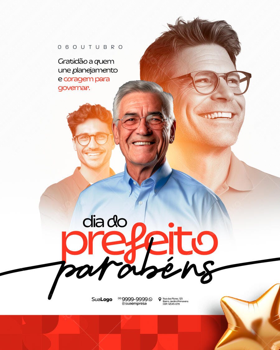 Social Media Post Dia do Prefeito PSD Editável
