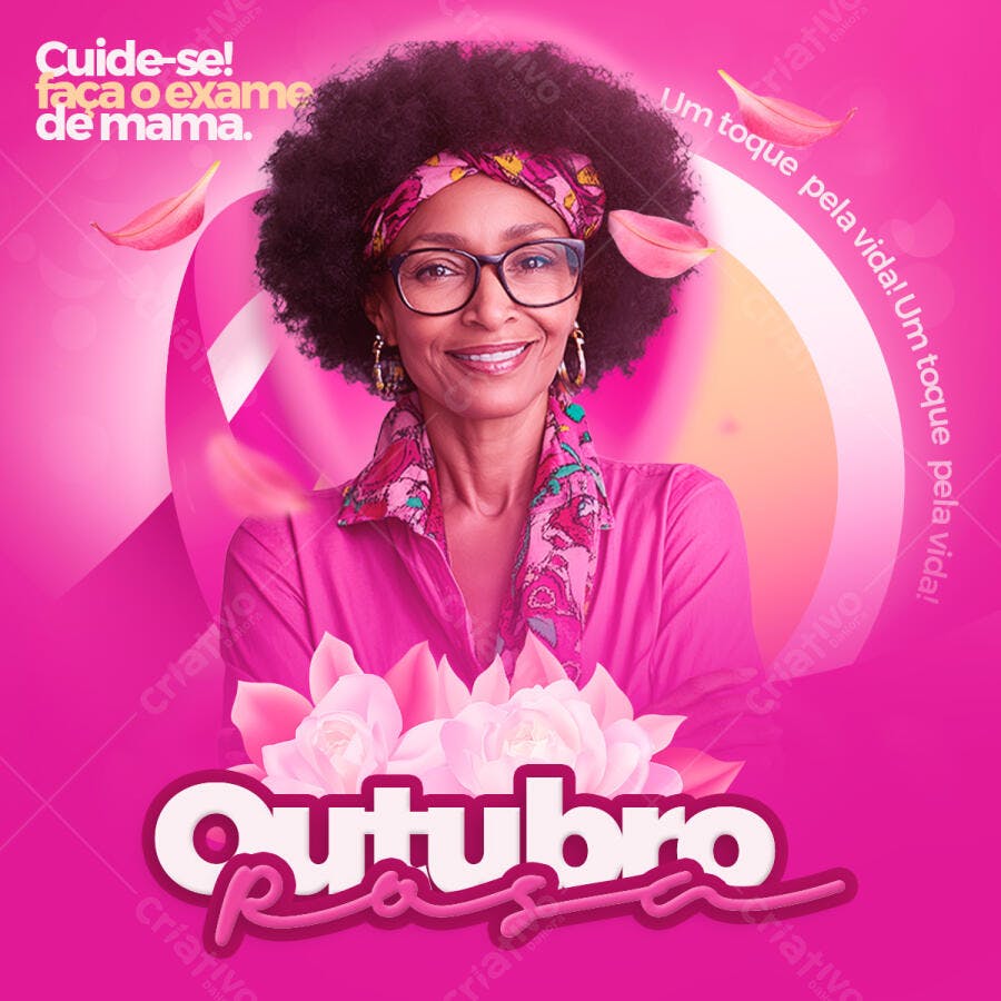 Flyer Outubro Rosa Conscientização Psd Editável