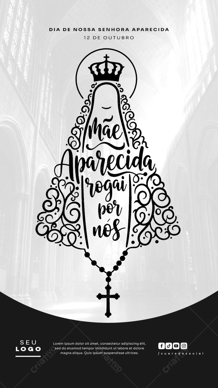 Flyer para Dia de Nossa Senhora Aparecida 12 de Outubro PSD Editável