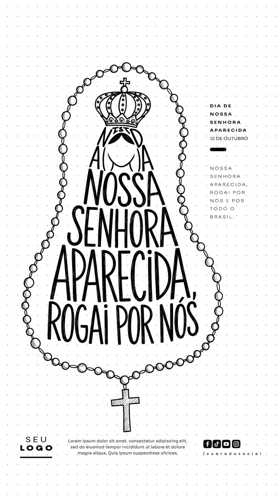 Post para Redes Sociais Dia de Nossa Senhora Aparecida PSD Editável