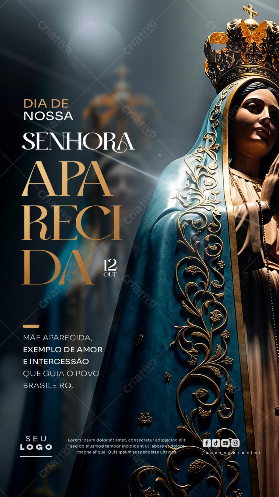 Flyer para Dia de Nossa Senhora Aparecida PSD Editável