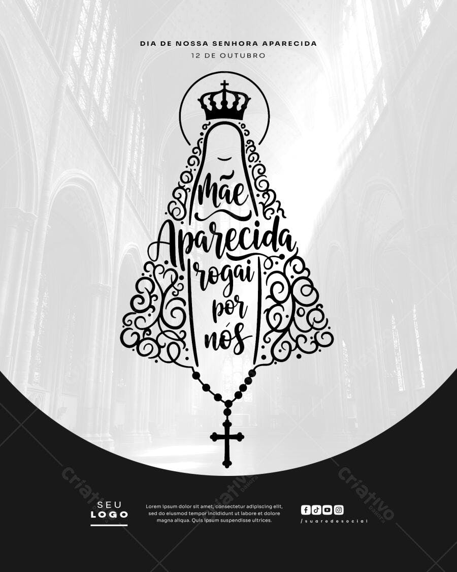 Flyer para Dia de Nossa Senhora Aparecida PSD Editável