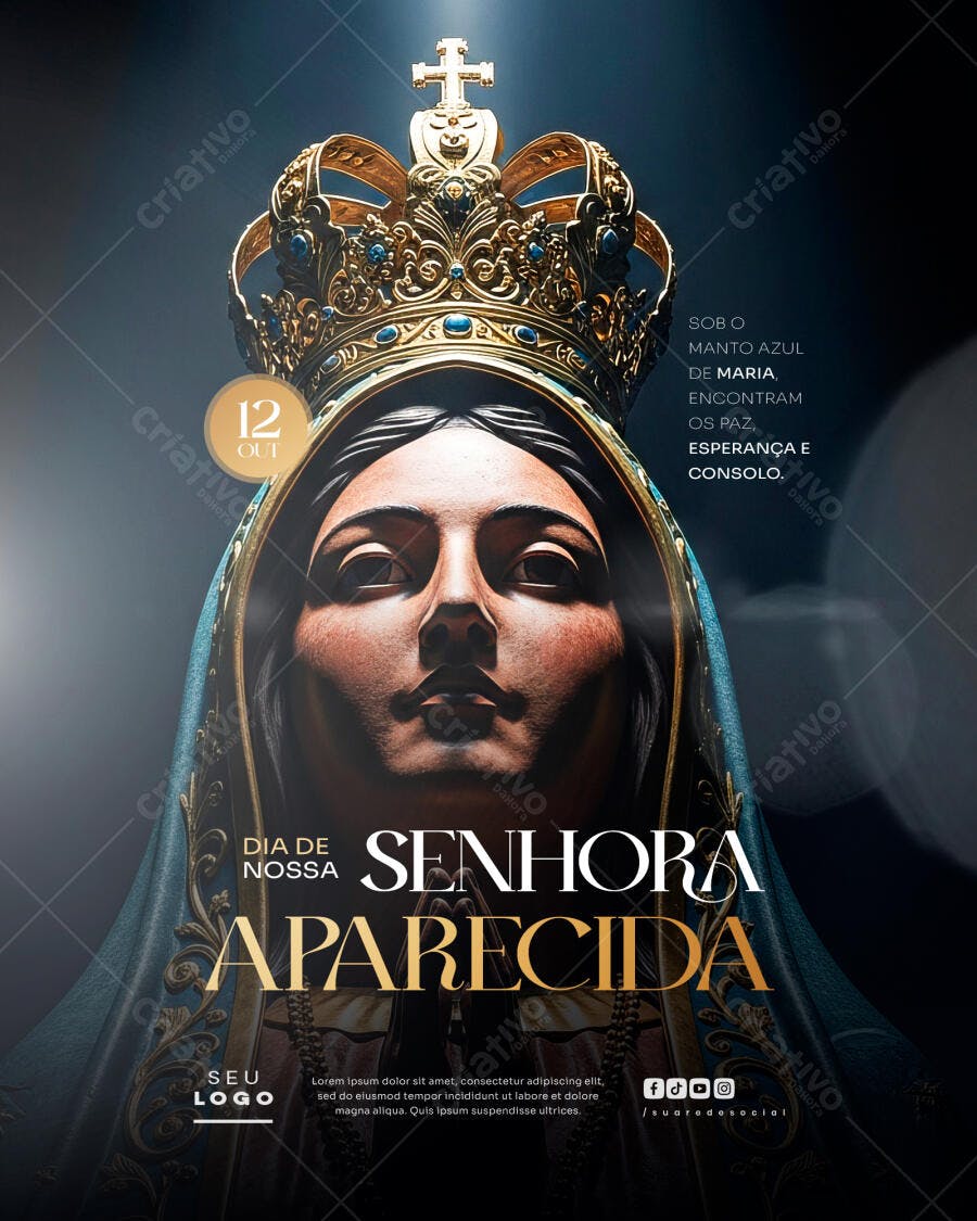 Flyer Dia de Nossa Senhora Aparecida 12 Outubro PSD Editável