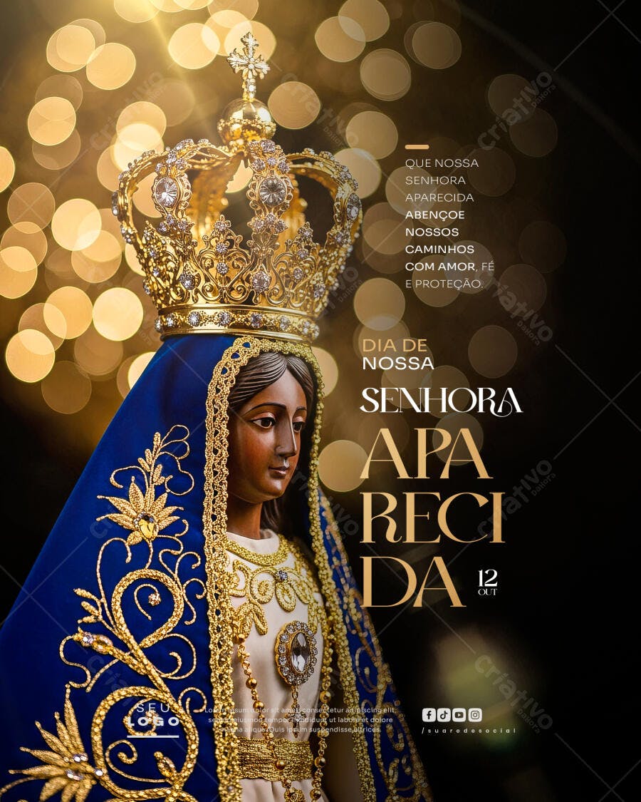 Post para Redes Sociais Dia de Nossa Senhora Aparecida PSD Editável