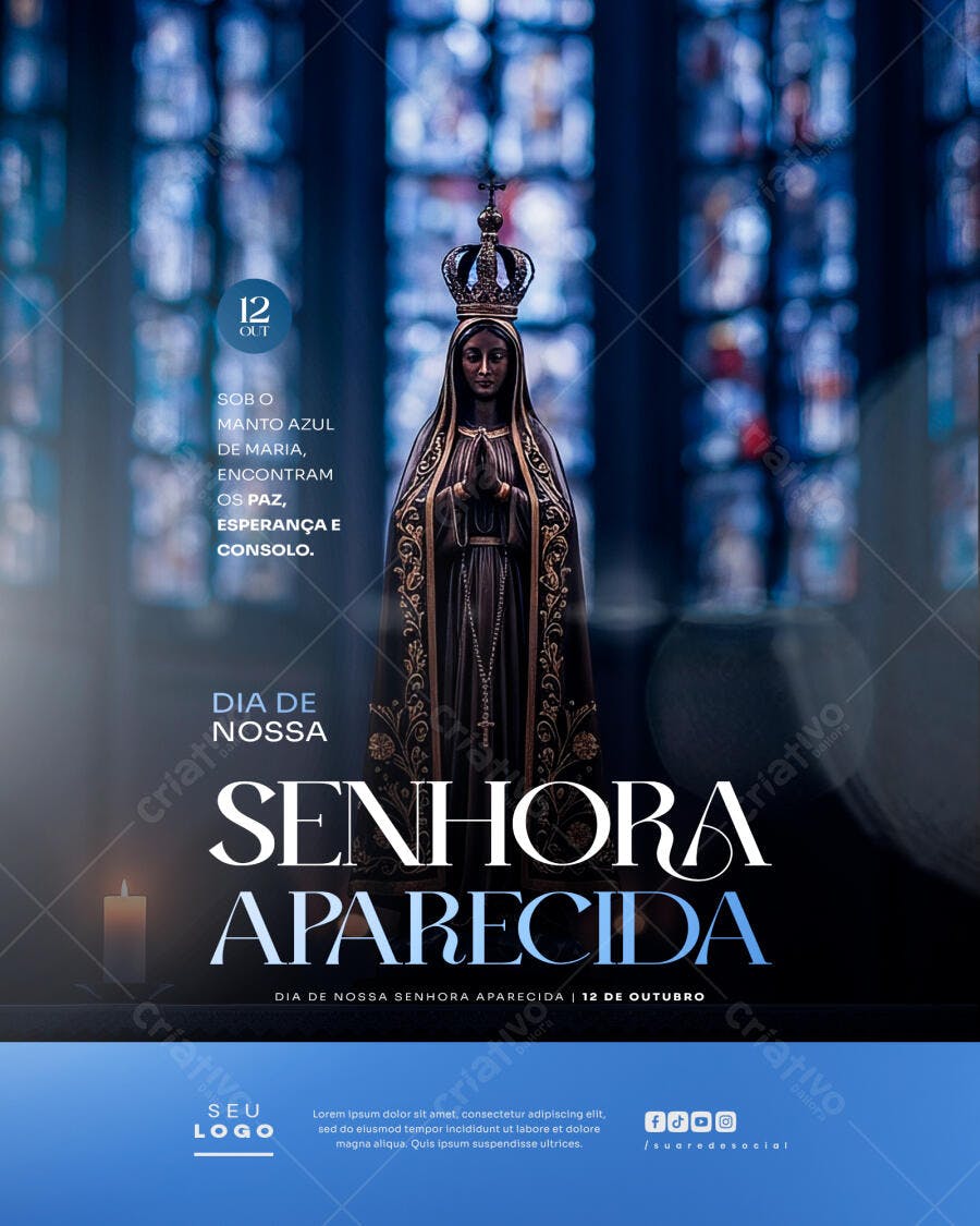 Flyer Dia de Nossa Senhora Aparecida PSD Editável