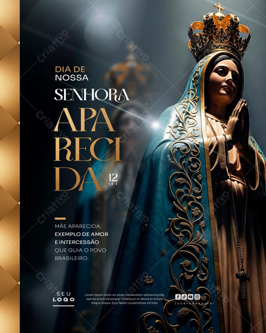 Flyer Dia de Nossa Senhora Aparecida 12 de Outubro PSD Editável