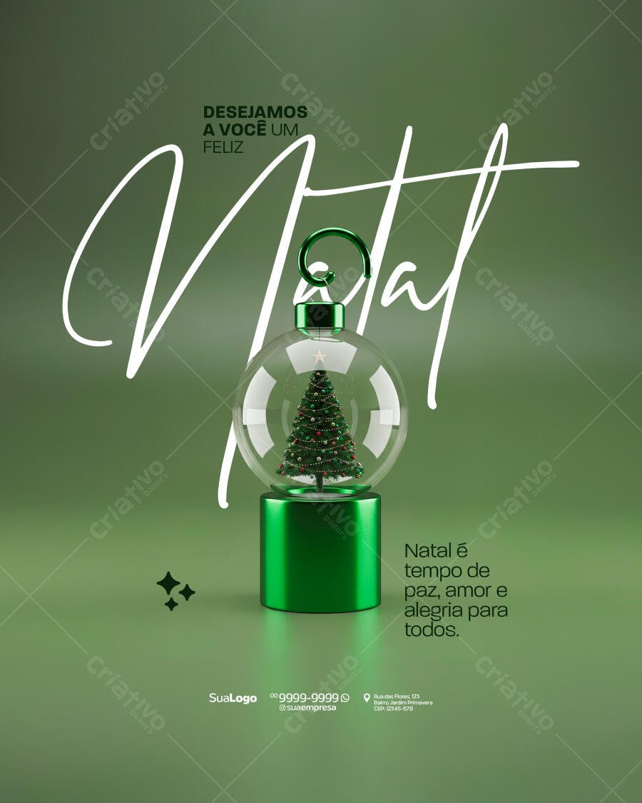 Post para Redes Sociais Boas Festas Natal com Árvore PSD Editável
