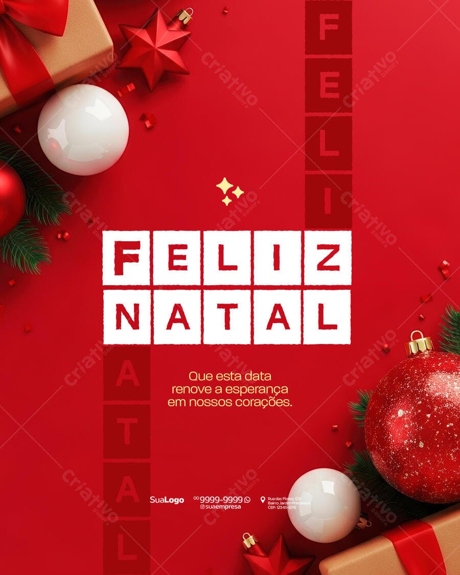 Post para Redes Sociais de Feliz Natal PSD Editável