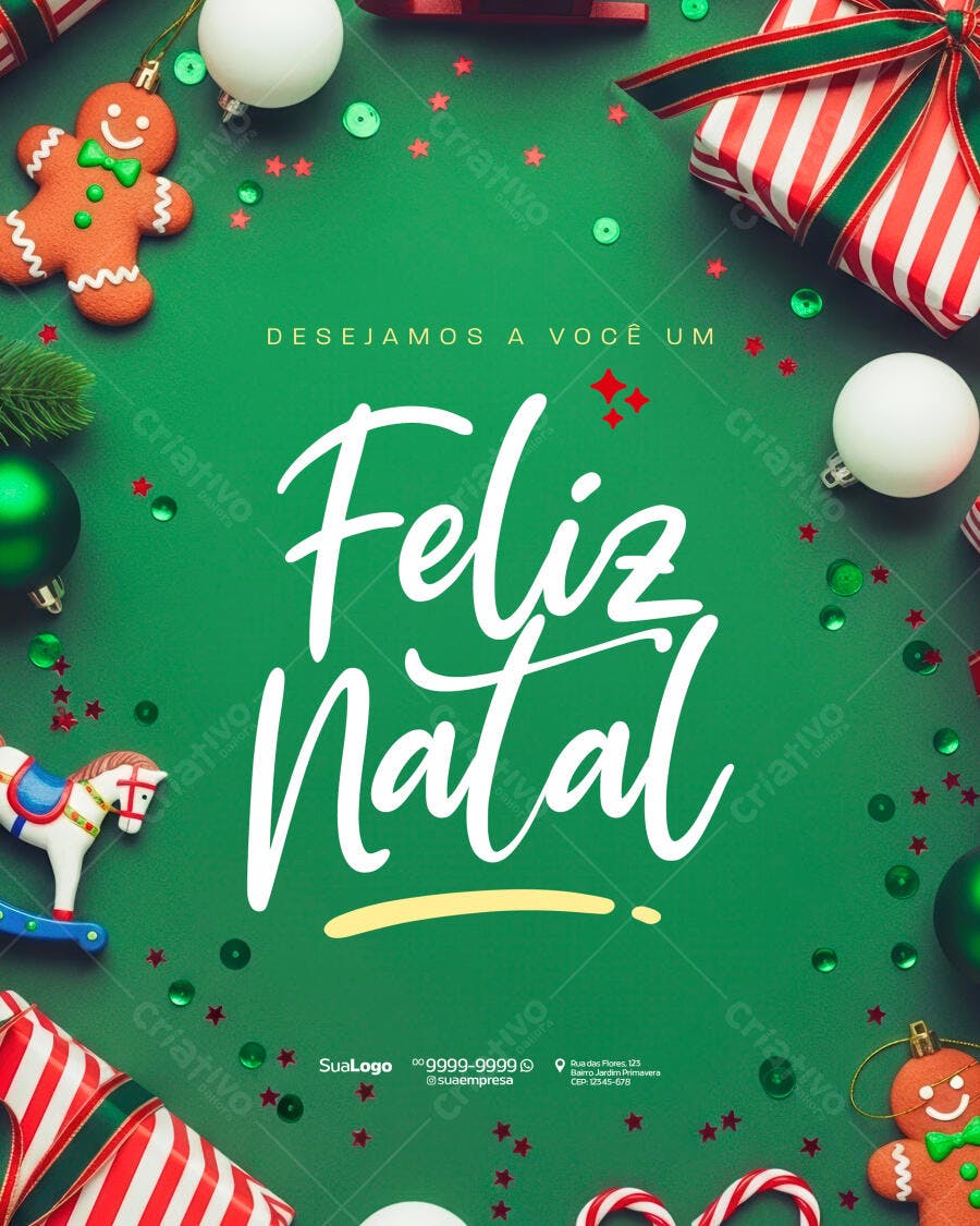Flyer Feliz Natal com Biscoito Gingerbread PSD Editável