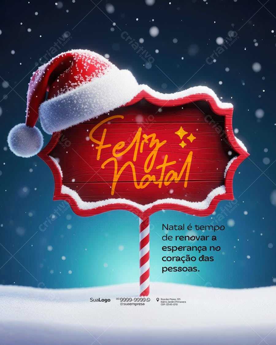Flyer Natalino com Gorro Noel Nevada PSD Editável