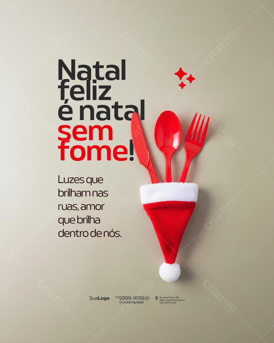 Flyer Natal Solidário e Campanha Sem Fome PSD Editável
