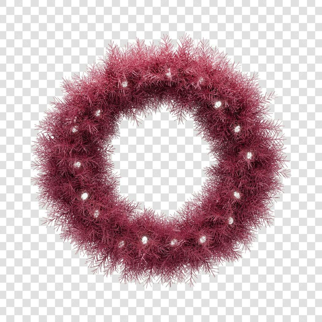 Guirlanda de Natal magenta com luzes brancas PNG com fundo transparente