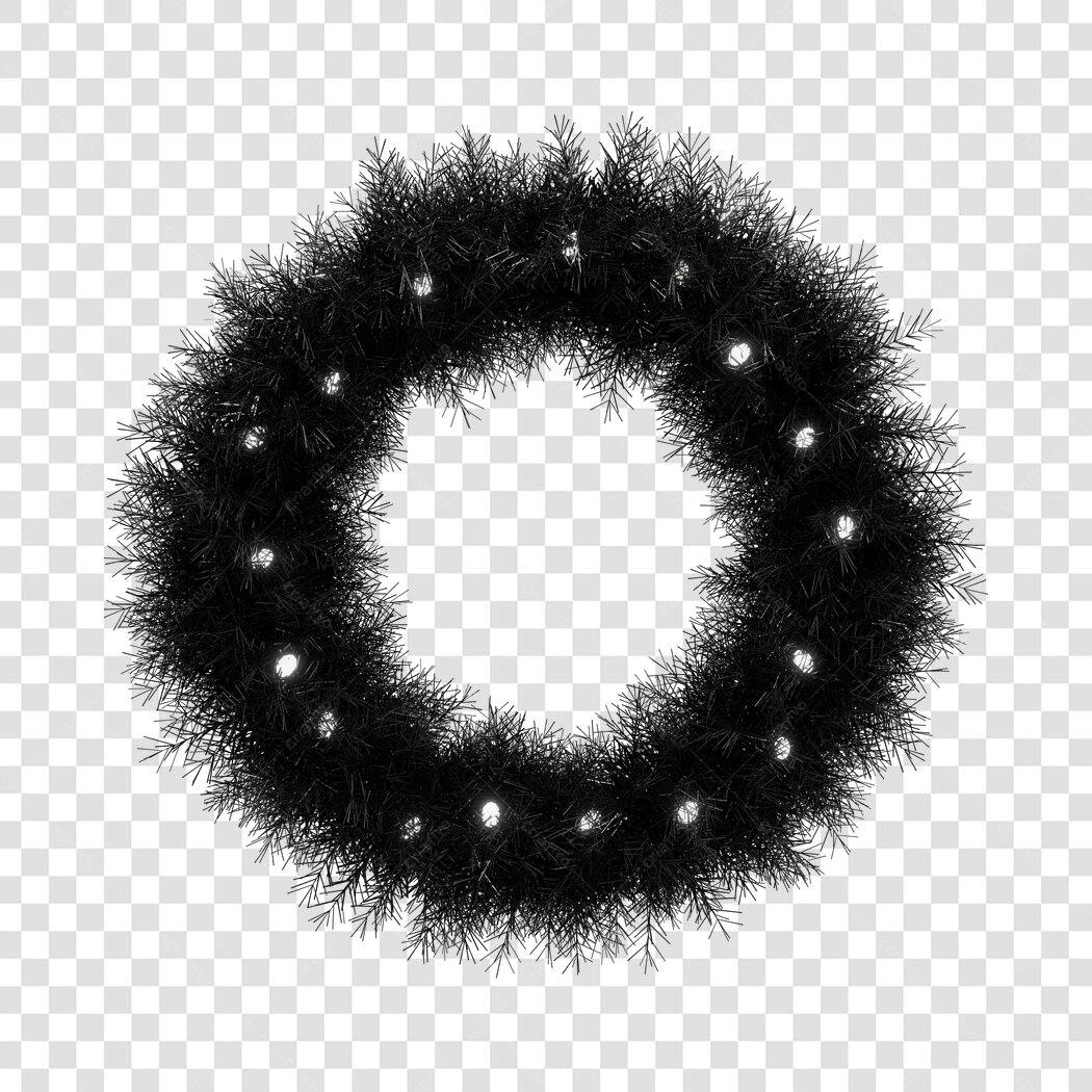 Guirlanda Natalina Preta com Luzes Brancas PNG com fundo transparente