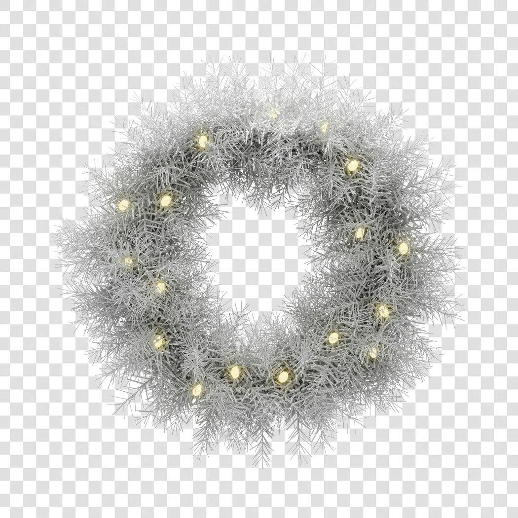 Guirlanda de Natal Prateada com Luzes Douradas PNG com fundo transparente