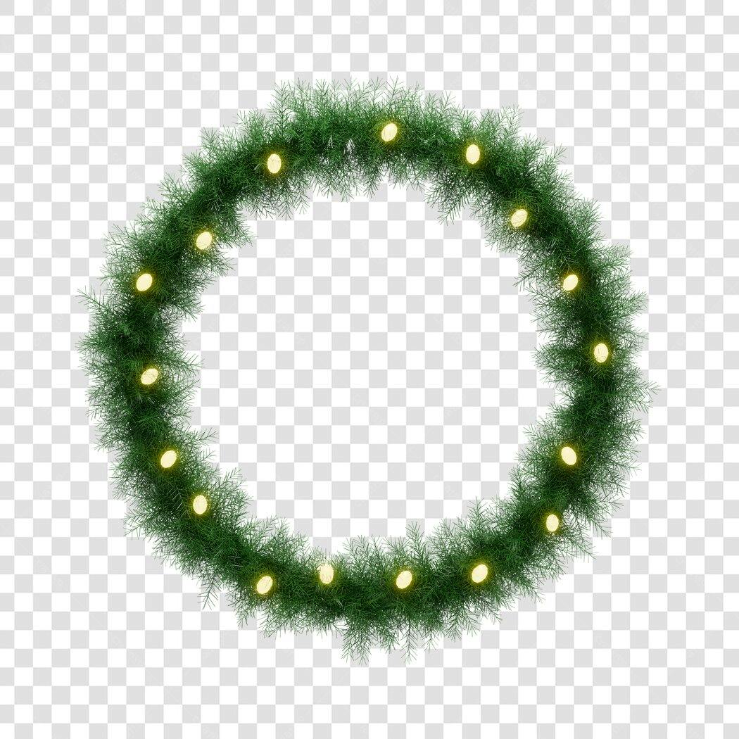 Grinalda Natalina Verde com Luzes Amarelas PNG com fundo transparente