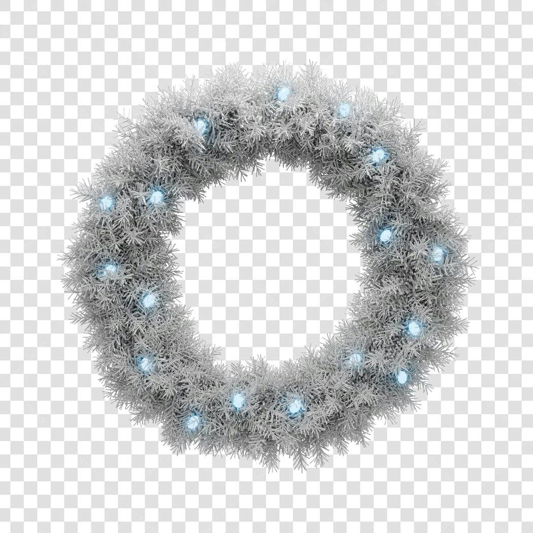 Guirlanda de Natal Prata com Luzes Azuis Fundo Transparente PNG