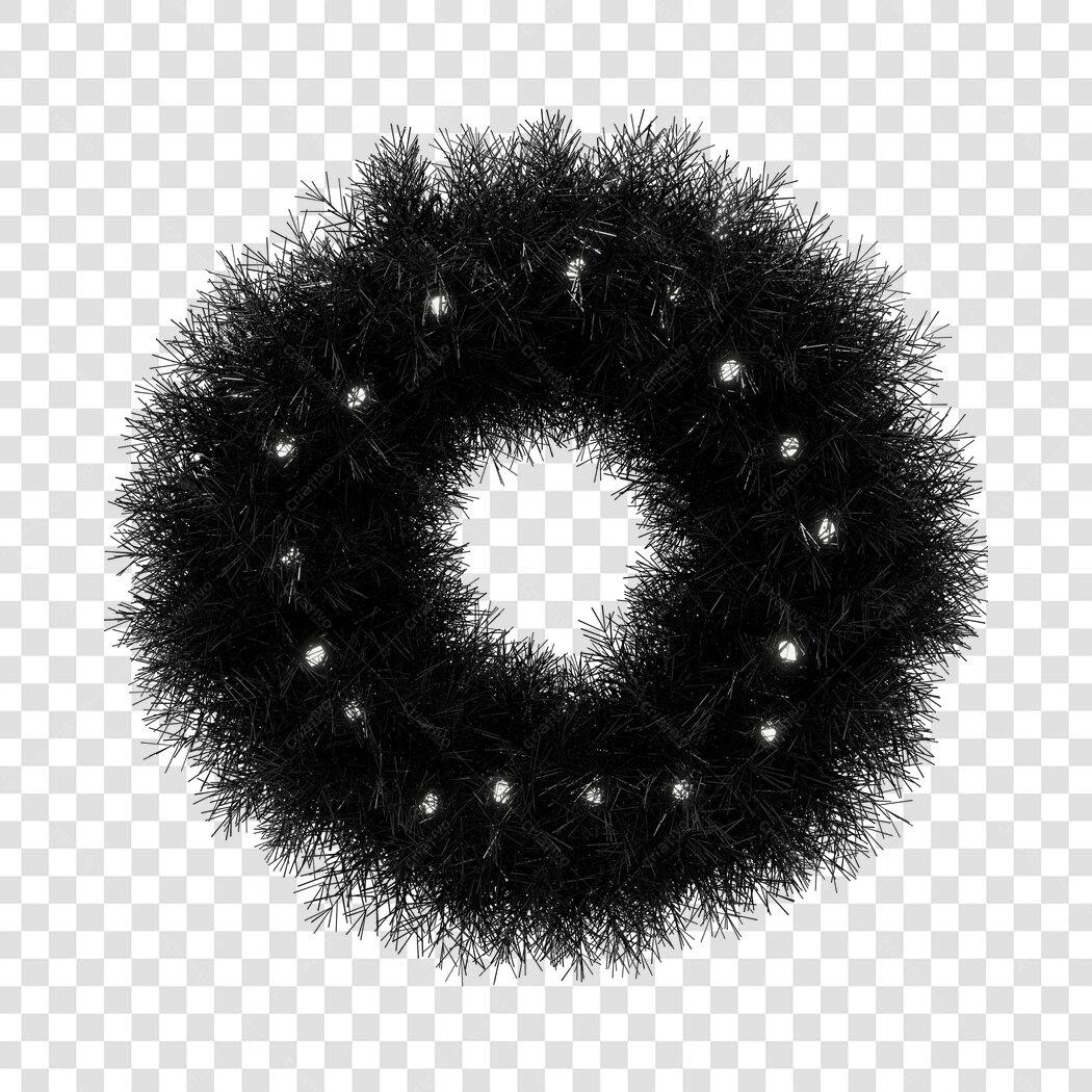 Guirlanda Natalina Preta com Luzes PNG com fundo transparente