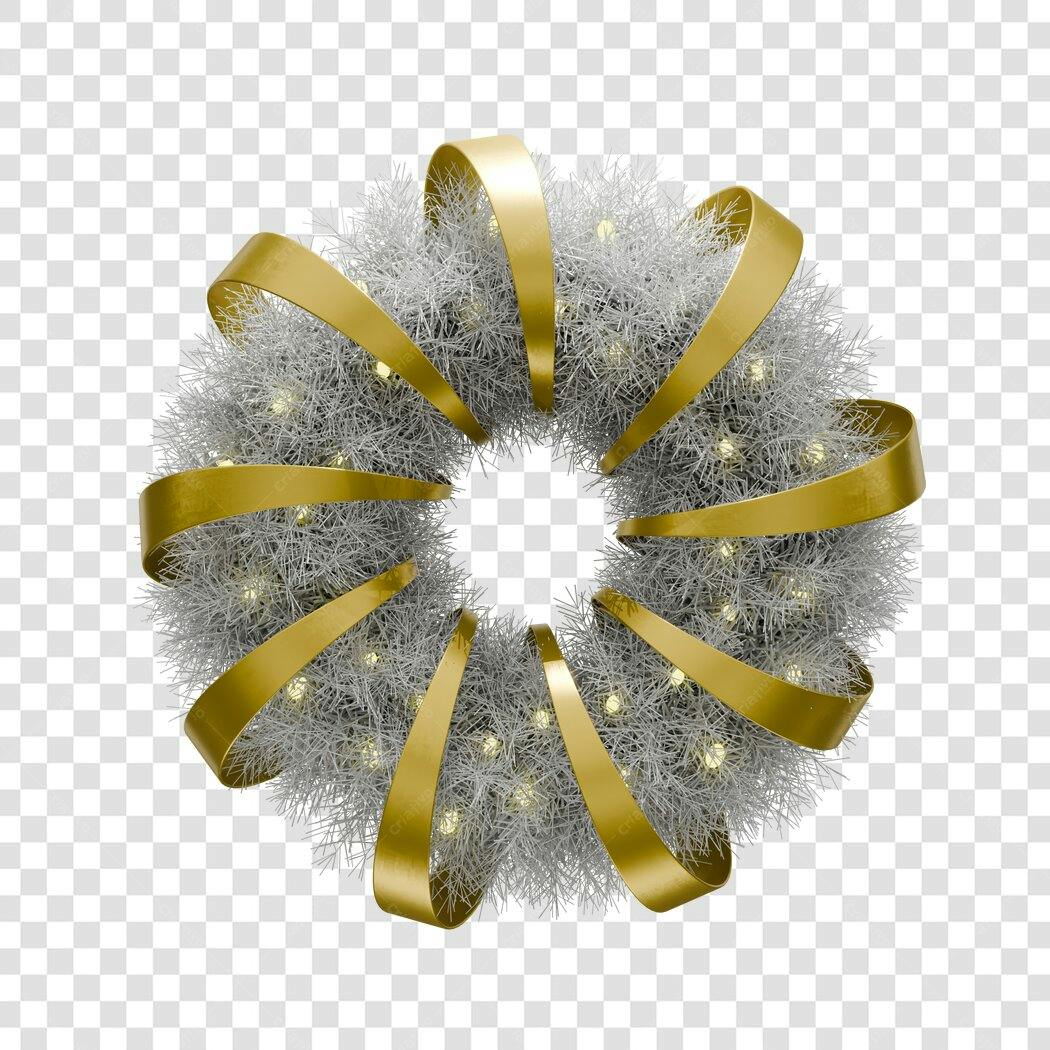 Guirlanda Natalina Prata Dourada Luzes para Natal e Ano Novo PNG com fundo transparente