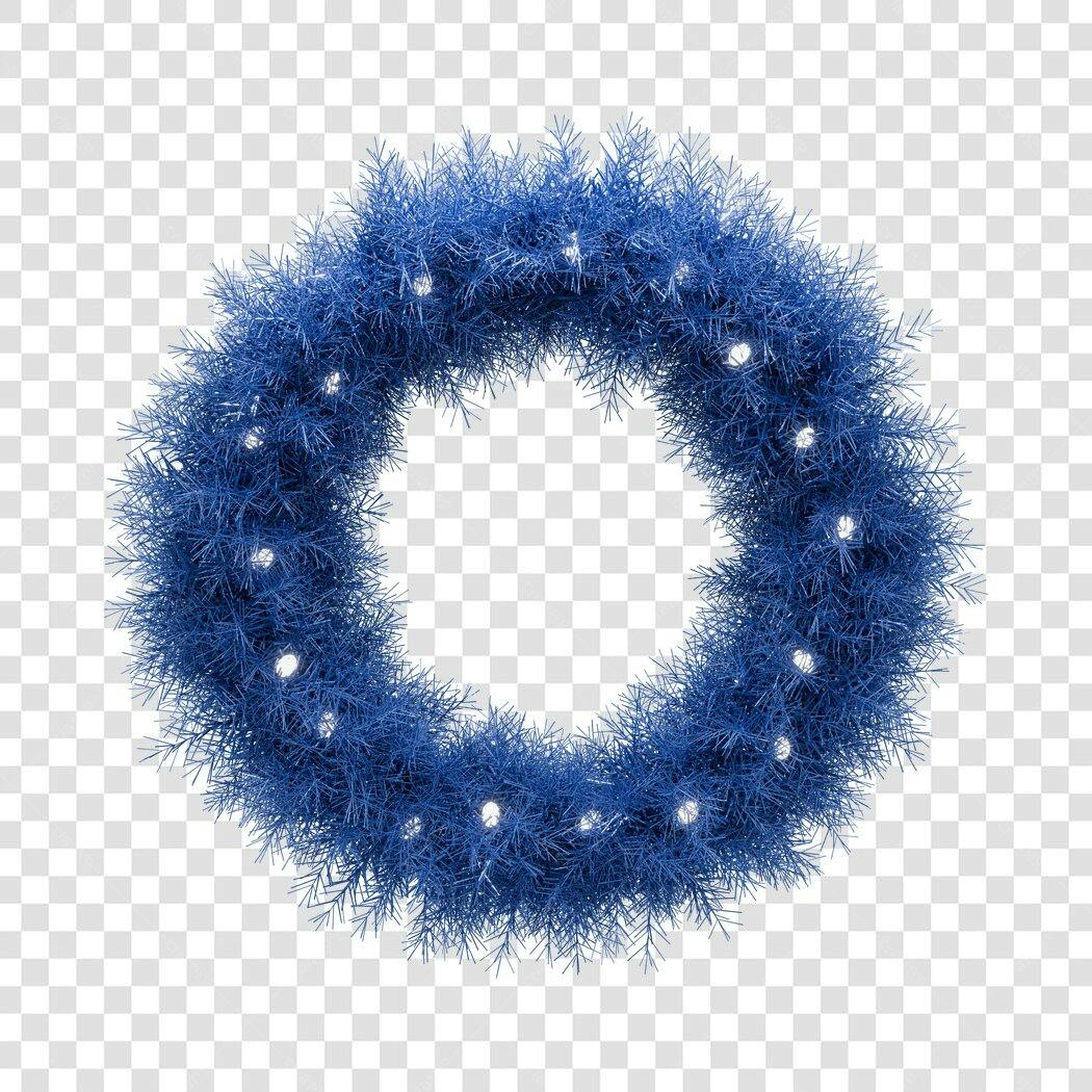 Guirlanda de Natal Azul e Luzes Brancas PNG com fundo transparente