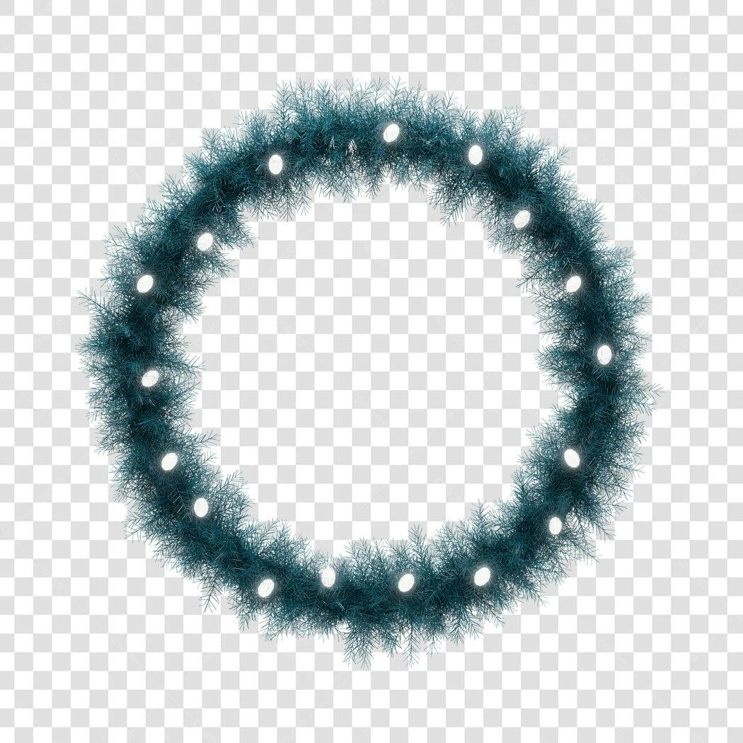 Grinalda de Natal com luzes azul-petróleo PNG com fundo transparente