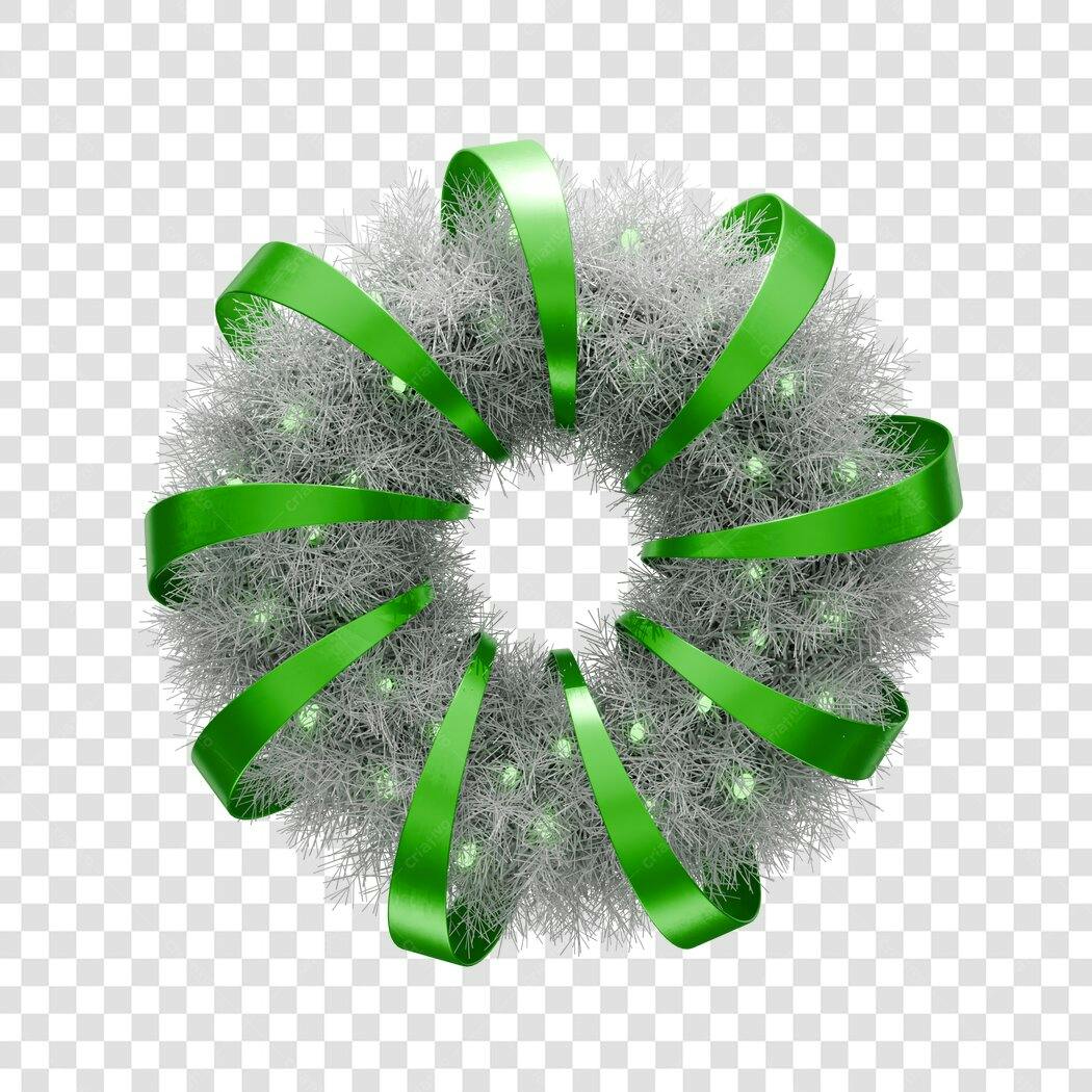 Guirlanda de Natal Prata e Verde Festiva PNG com fundo transparente