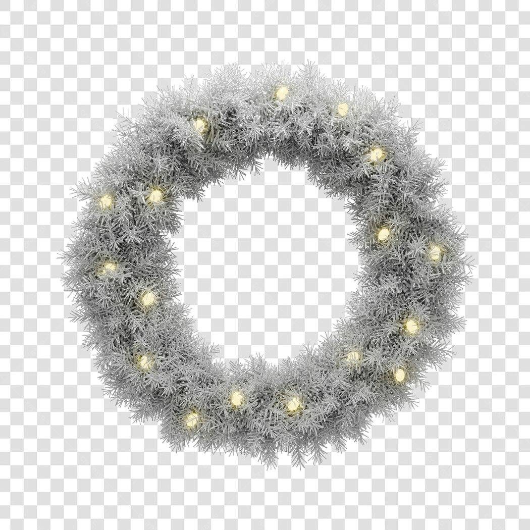 Elemento Gráfico Natalino Guirlanda de Natal Prata com Luzes PNG com fundo transparente
