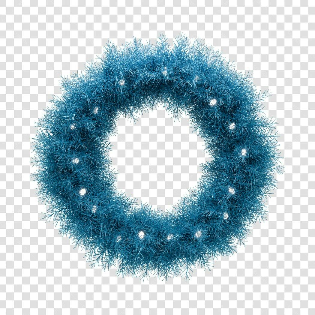 Guirlanda de Natal Azul Gelo com Luzes Brancas PNG com fundo transparente