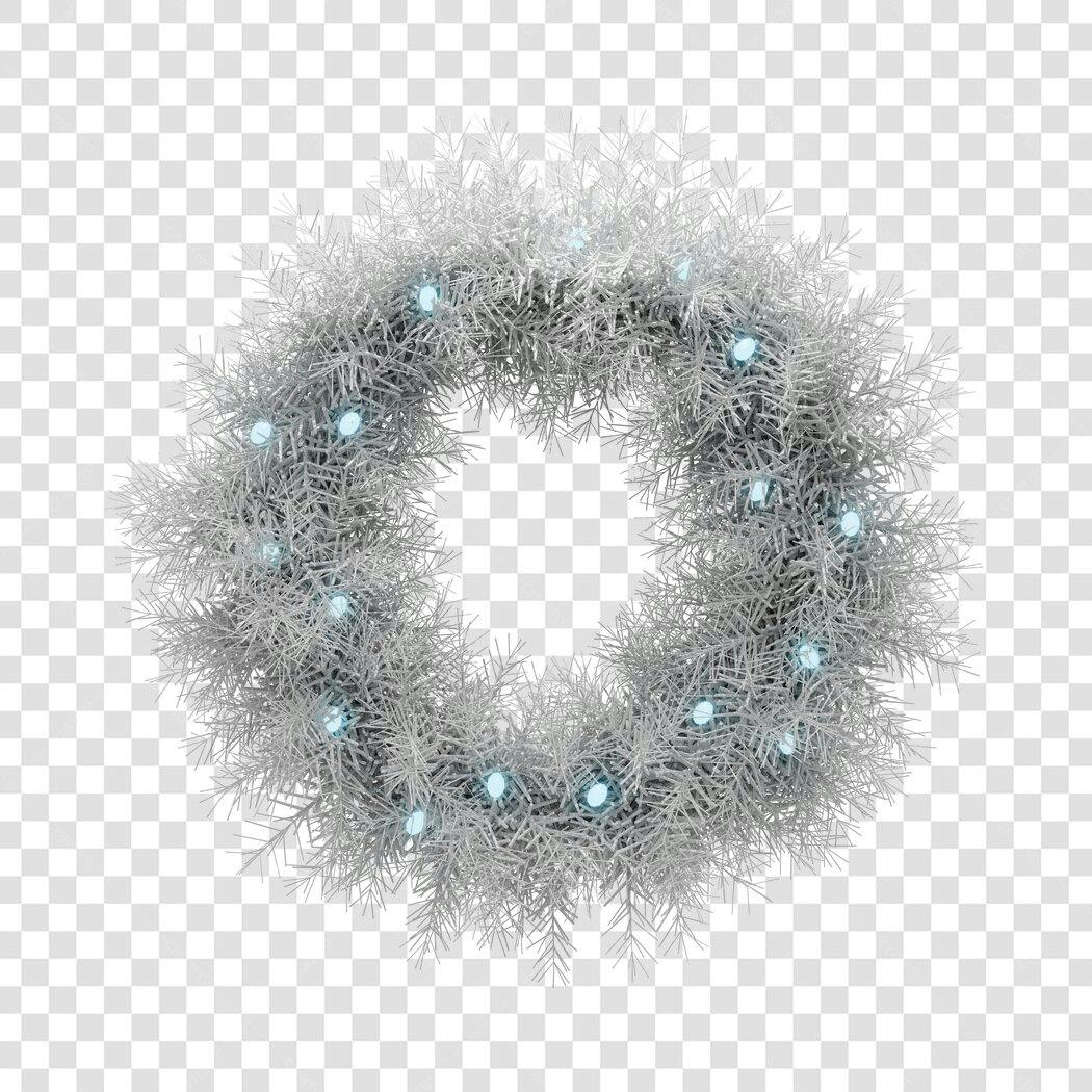 Decoração de Natal Guirlanda Prateada com Luzes Azuis PNG com fundo transparente