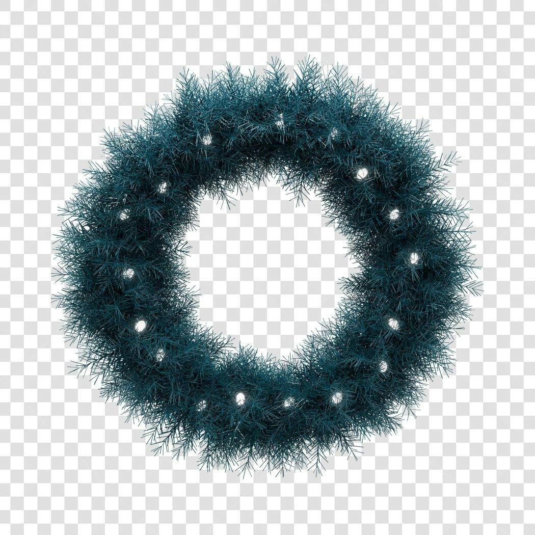 Guirlanda de Natal Festiva Azul-Petróleo com Luzes PNG com fundo transparente